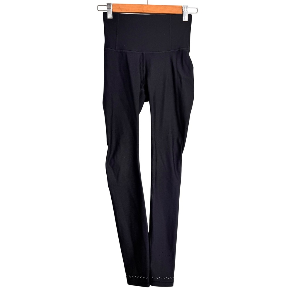 Lululemon In Focus Run Tight Black High Rise Legging Zipper Pocket Laser Cut